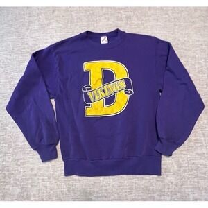 Vintage Jerzees Made in USA Purple Crewneck Sweatshirt Small D Vikings 80s 90s